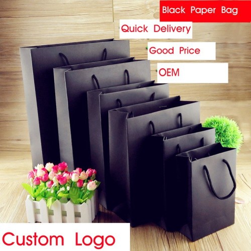 Black customs cloth paper bag with good price