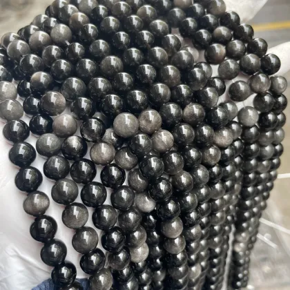 High-Quality Natural Obsidian Beads for Necklace Jewelry Making