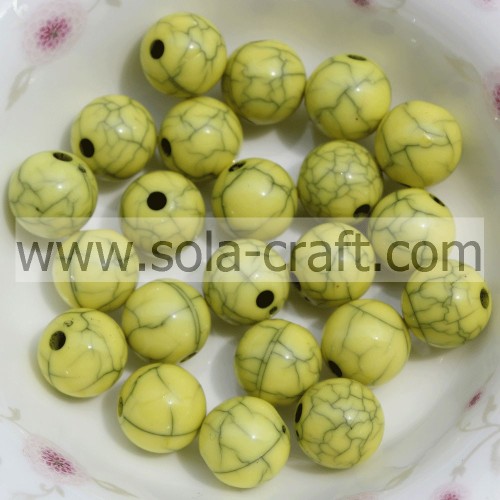 Grande vente de perles de boule acrylique en plastique jaune pour boucle d&#39;oreille