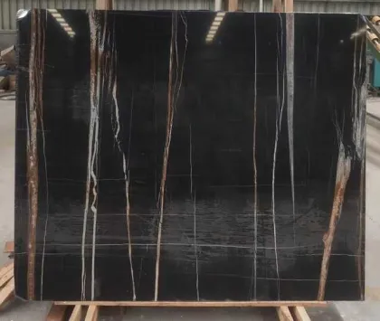 Black Saint Laurent Marble St. Taupe Gold Vein Stone - Top Quality