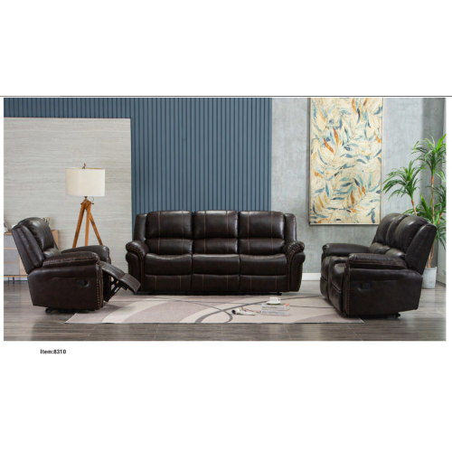 Brown Color Leather Recliner Sofa Leather Recliner Sofa Set With USB Charge Factory