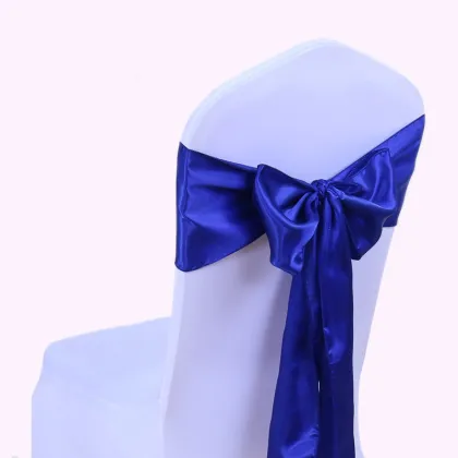 Royal Blue Satin Chair Sashes - Wholesale Bow Tie Back Sashes