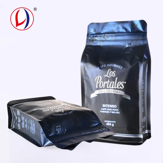BRC Certified Flat Bottom Pouch with Front Zipper and Valve for Customized Coffee Bag Packaging