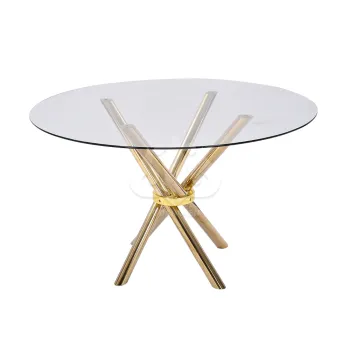 Luxury Outdoor Dining Table: High-Quality Stainless Steel Round Glass Surface at Cheap Prices for Weddings