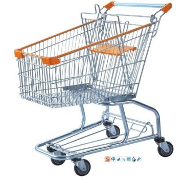 Good bearing supermarket shopping cart with 4 good wheels