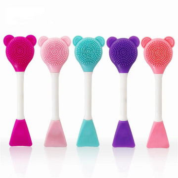 15cm Silicone Cute Bear Skin Care Beauty Makeup Brush - Double Head Facial Spatula 2-in-1