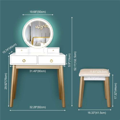 Led Vanity Table with Mirror Bedroom Furniture 4 Drawer Dressing Table Desk Factory