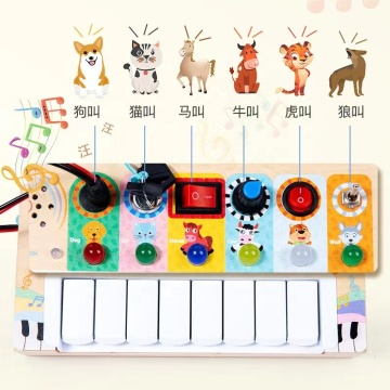 Multi-functional Electronic Organ Music Dog Toy with 6 LED Light Switches: A Fun and Interactive Kid's Wooden Toy