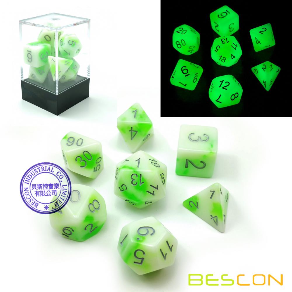 Luminous Jade Game Dice Set 7