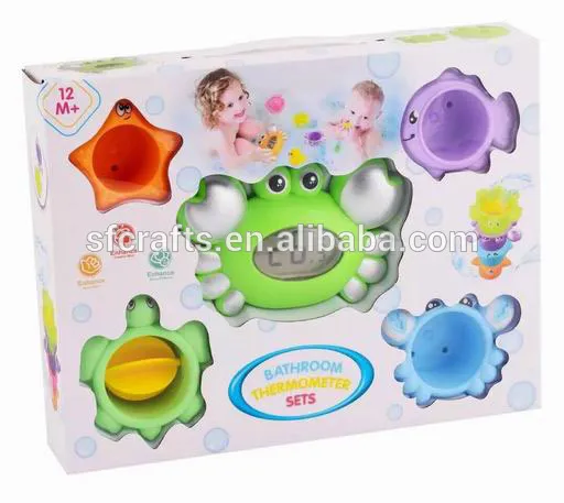Baby novel crab bathing toys with thermometer