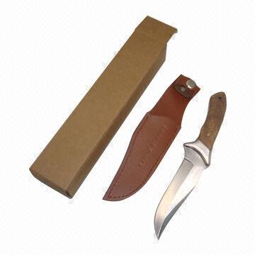 Hunting Knife with White Shadow Wooden Handle