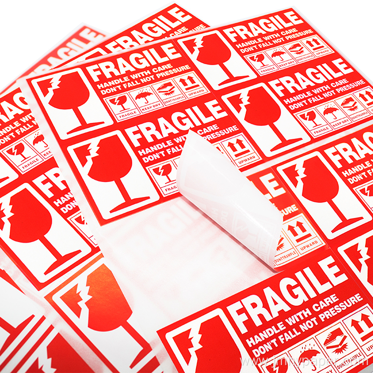 Permanent Fragile Care Warning Handling Stickers Labels