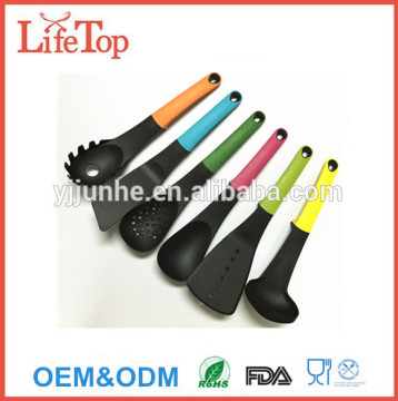 Heat Resistant 6 Piece Colorful Silicone/Nylon Kitchen Utensil Set with Holder