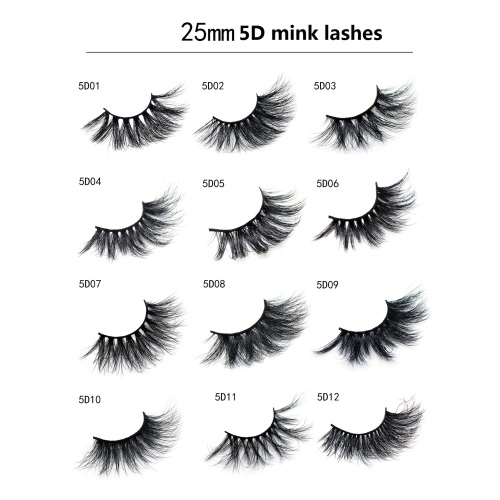 5 paia 100% Real Mink Eyelashes 3D