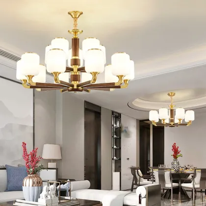 Copper Jade Chinese Style Chandeliers & Pendant Lights for Dining and Living Rooms