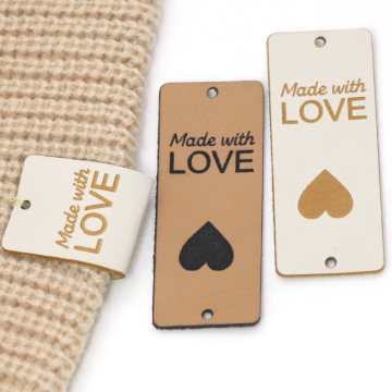 20/50Pcs Made With Love PU Leather Labels Handmade Tags For Clothes Hand Made Sewing Knitting Label Gift/Bag Decoration 5x2CM