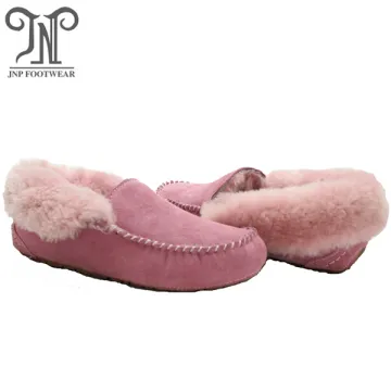warm fluffy moccasin ankle slippers for women