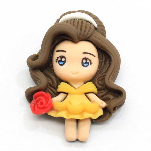 32mm Kawaii simulación arcilla polimérica muñeca espalda plana princesa resina cabujones para bricolaje pelo arco teléfono decoración álbum de recortes