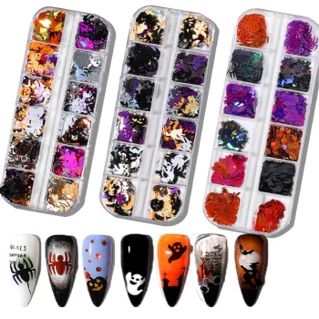Wholesale Halloween Nail Art Supplies: Pumpkin, Skull Glitter Decals & Eyelash Decorations for DIY Lash Enhancements