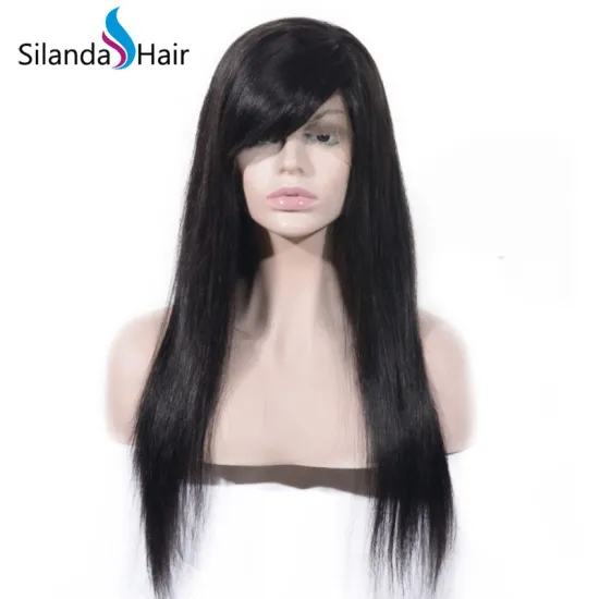 Straight #1B Natural Color 130% Density Remy Human Hair Lace Frontal Wigs