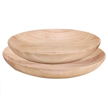 Round wooden serving dishes
