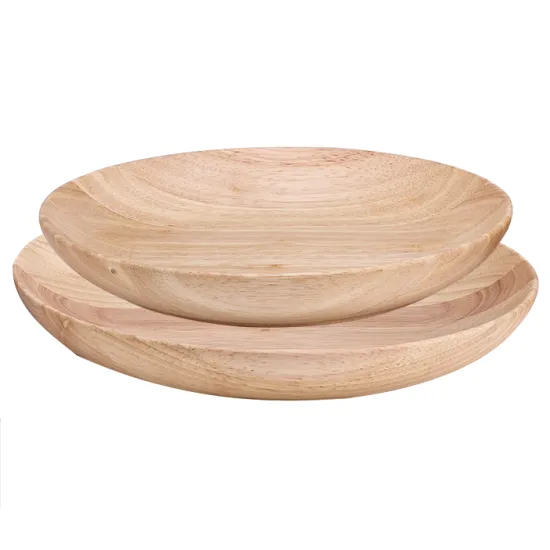 Round wooden serving dishes