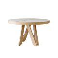 Mesa de jantar de madeira redonda de mármore