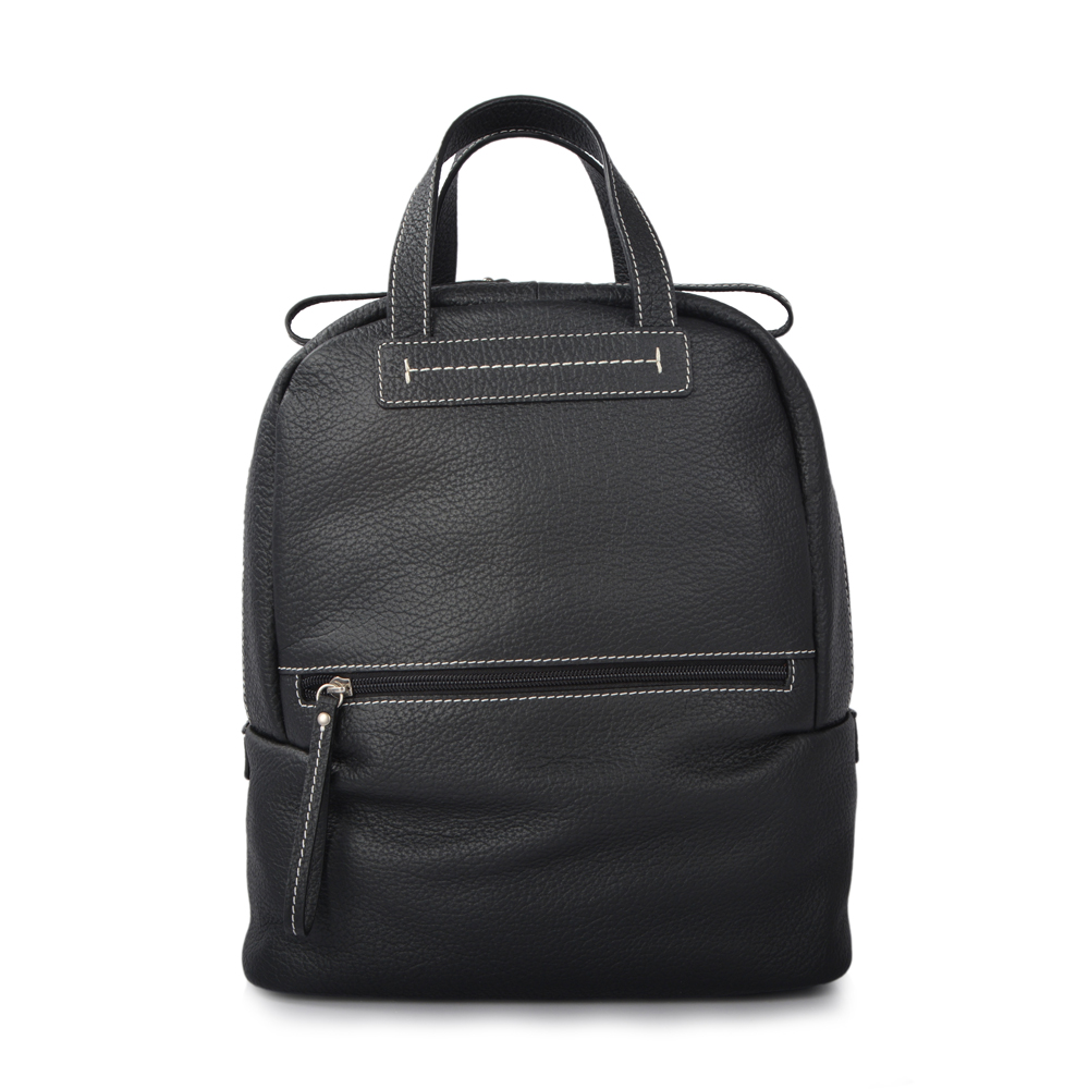 Top Grain Black Mini Lady Women Leather Backpacks