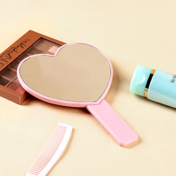 Portable Heart Shape Handheld Makeup Mirror with Private Logo Glitter