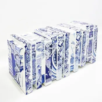 High-end Luxury Chinese Blue and White Porcelain Style Sideboard Cabinet
