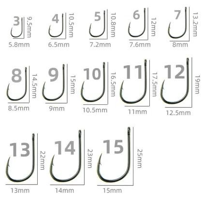 High Carbon Steel Fishing Hooks Black 1000pcs/Bag with Ring - Quality Fishhooks
