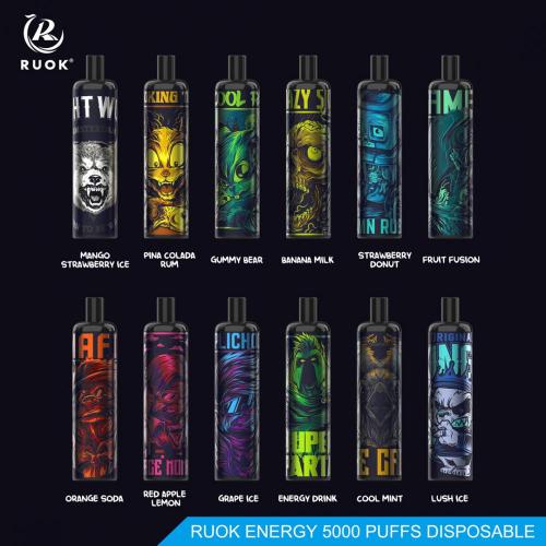 폐 루피 vape Ruok Energy 5000 퍼프 일회용 vape