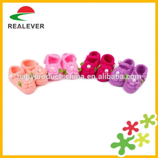 cute and fashion flower crochet baby crib shoes