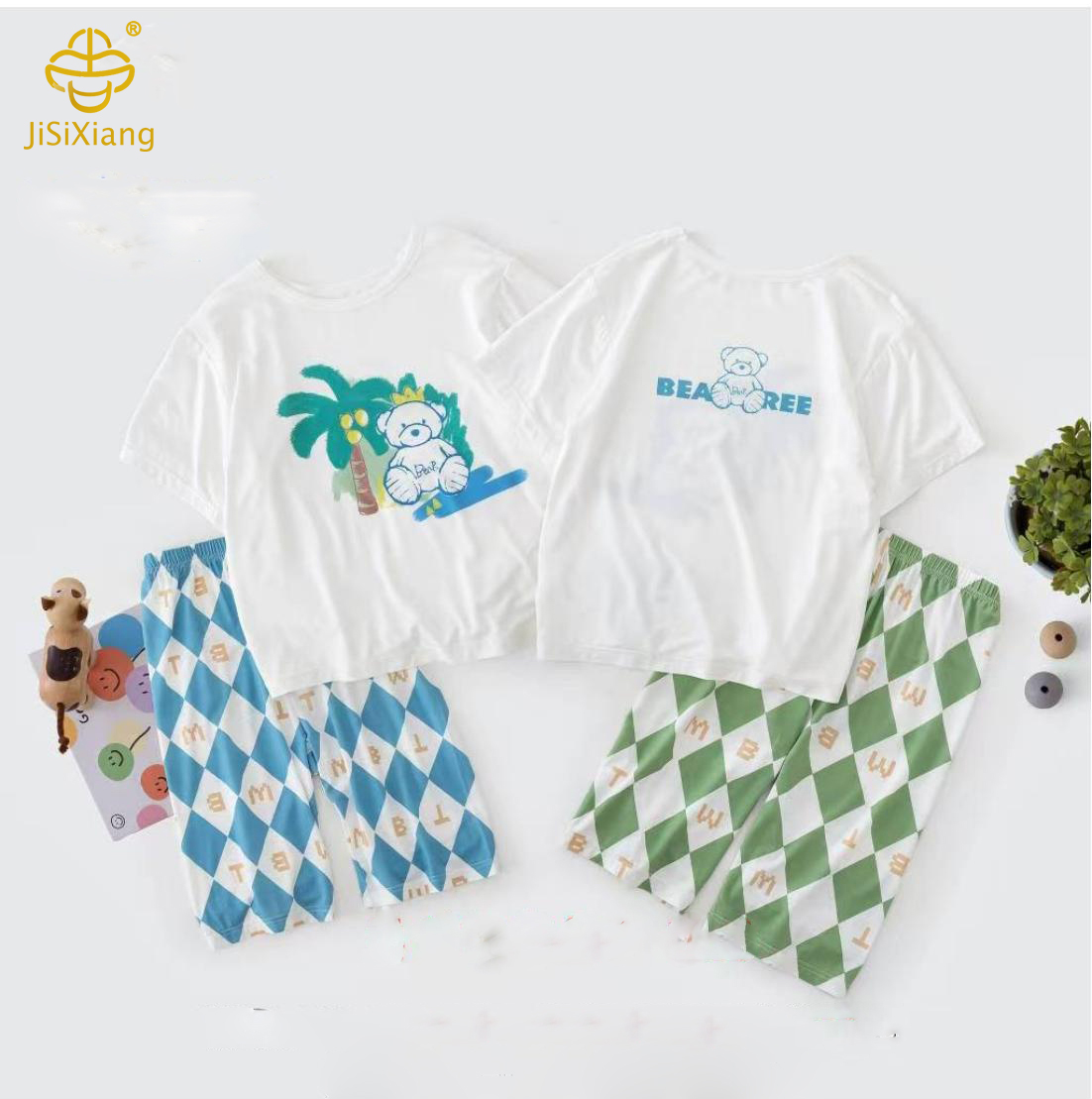 Children's Cartoon Printed Short Sleeve Set