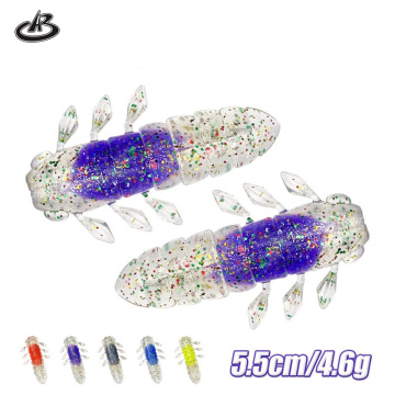 5.5cm 5g TPE Soft Lures: Fishing Polypod Worm Lure with Paddle Tail in Soft Plastics and Artificial Bait
