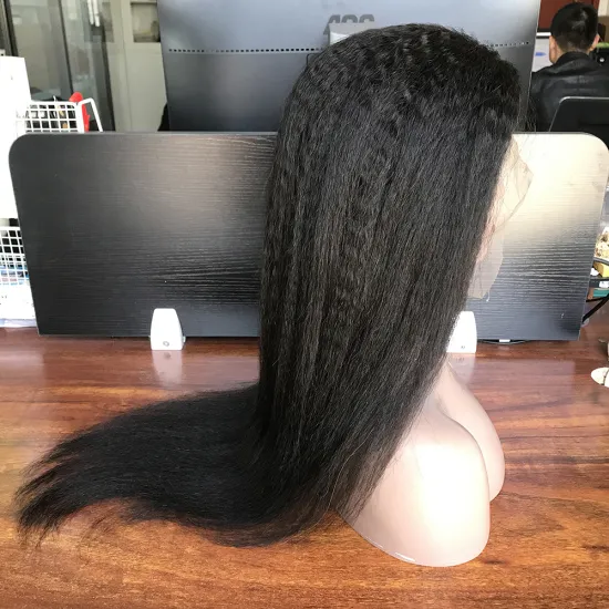 Fast shipping cambodian real scalp illusion full lace wig kinky straight human hair wig