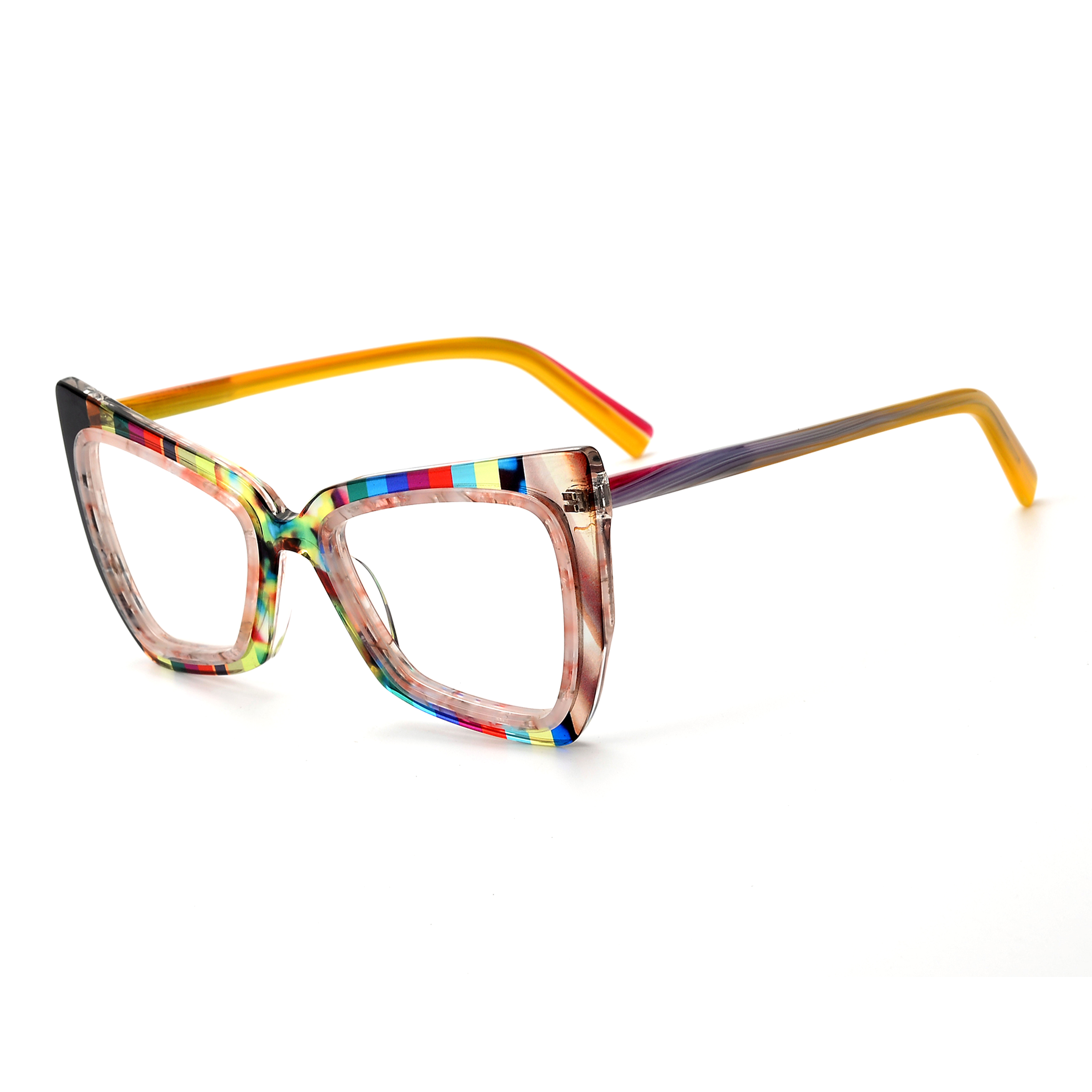 Multicolor Patchwork Lamination Acetate Glasses