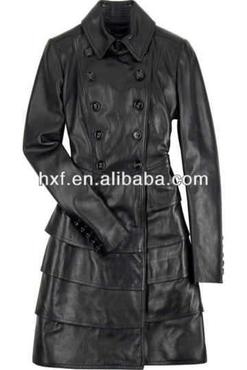 black leather trench coat