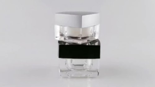 Vaso cosmetico quadrato in crema d&#39;argento satinato 5g