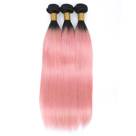 Wholesale 1B/Pink Ombre Color Bundles Straight Brazilian Human Hair Bundle for Black Women Cheap Colored Black Pink Wig