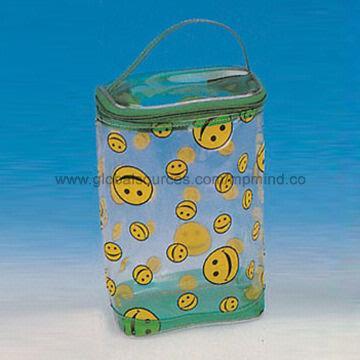 PVC bag with zipper sealing and handle, OEM logos are welcome