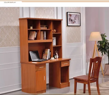 Simple Wooden Home Living Room Computer Desk with Bookcase Cabinet