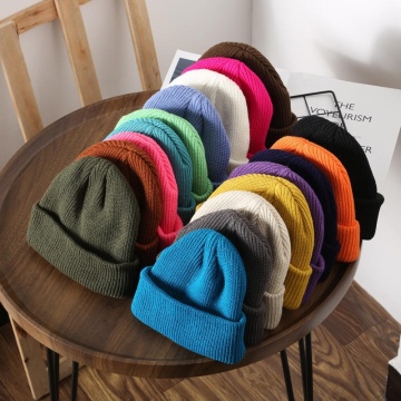 Custom Knitted Fisherman Beanie with Brim and Embroidered Logo