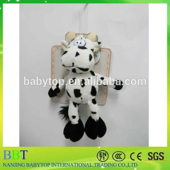 2015 fashion custom plush cow keychain, stuffed cow keychain