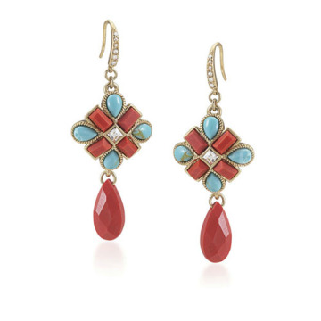 Custom inlay turquoise beautiful earring designs for women