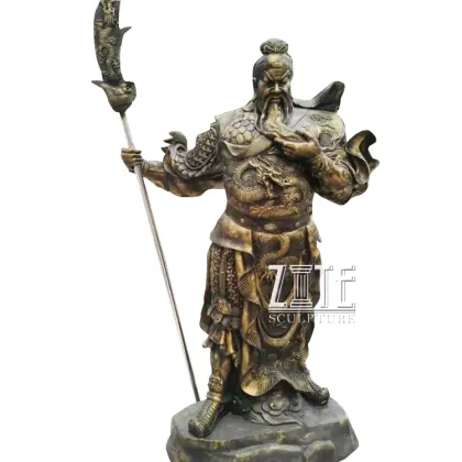 Indoor home decorative metal craft bronze kwan kung statue