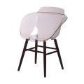 French design plastic chairs with wood footrest