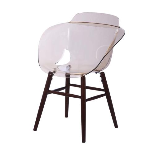 French design plastic chairs with wood footrest