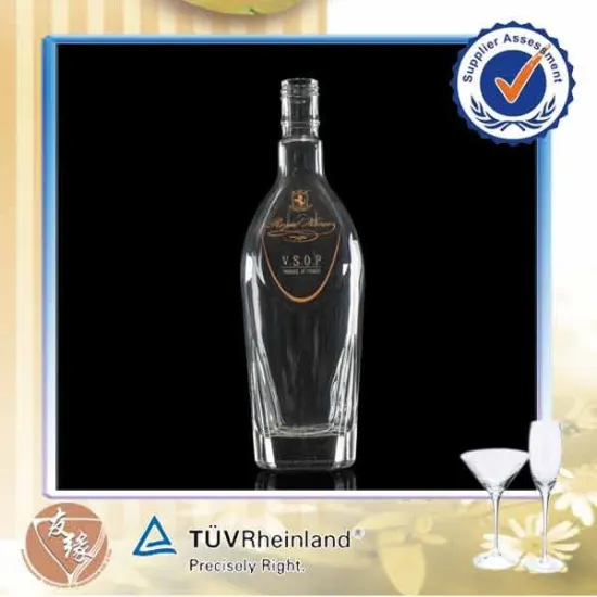 Tailor made high flint glass 700ml VSOP fancy liquor bottles