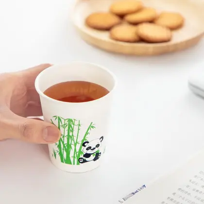 80PCS Eco-friendly Disposable Cup Bamboo Fiber Insulated Paper Cups Sanitary Coffee Tea Cup Anti Scalding Dixie Cup for Milk